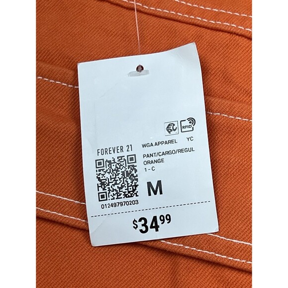 Forever 21 Cargo Pants Women’s M Orange Wide Leg Utility Pockets Streetwear Y2K - Picture 13 of 16